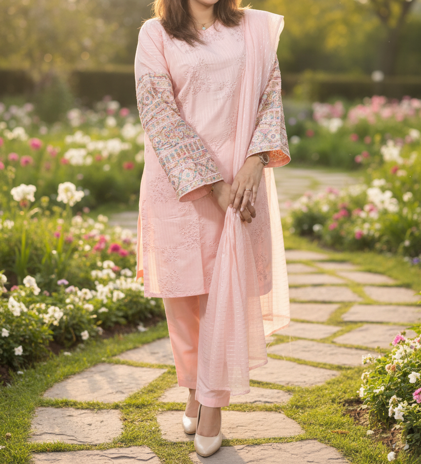 Pakistani Cotton 3 Piece Embroidered Suits