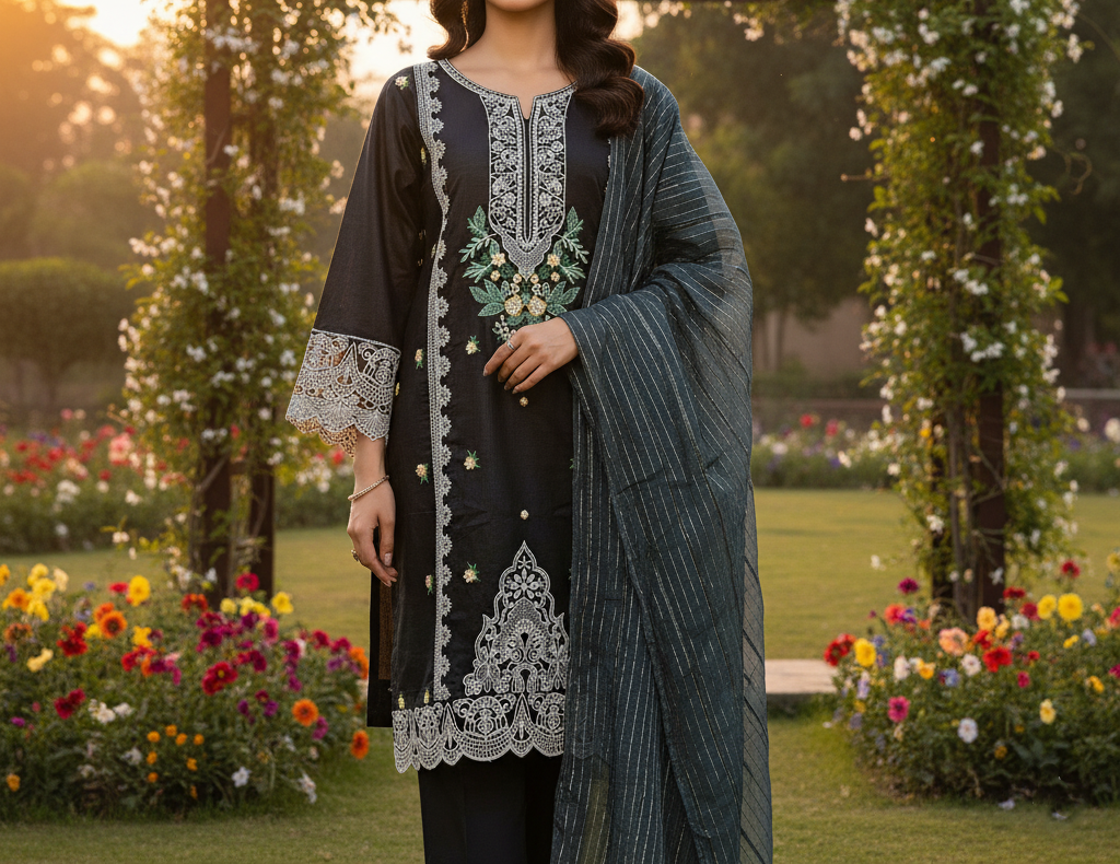 Pakistani Cotton 3 Piece Embroidered Suits 2 Pakistani Cotton 3 Piece Embroidered Suits - Image 2