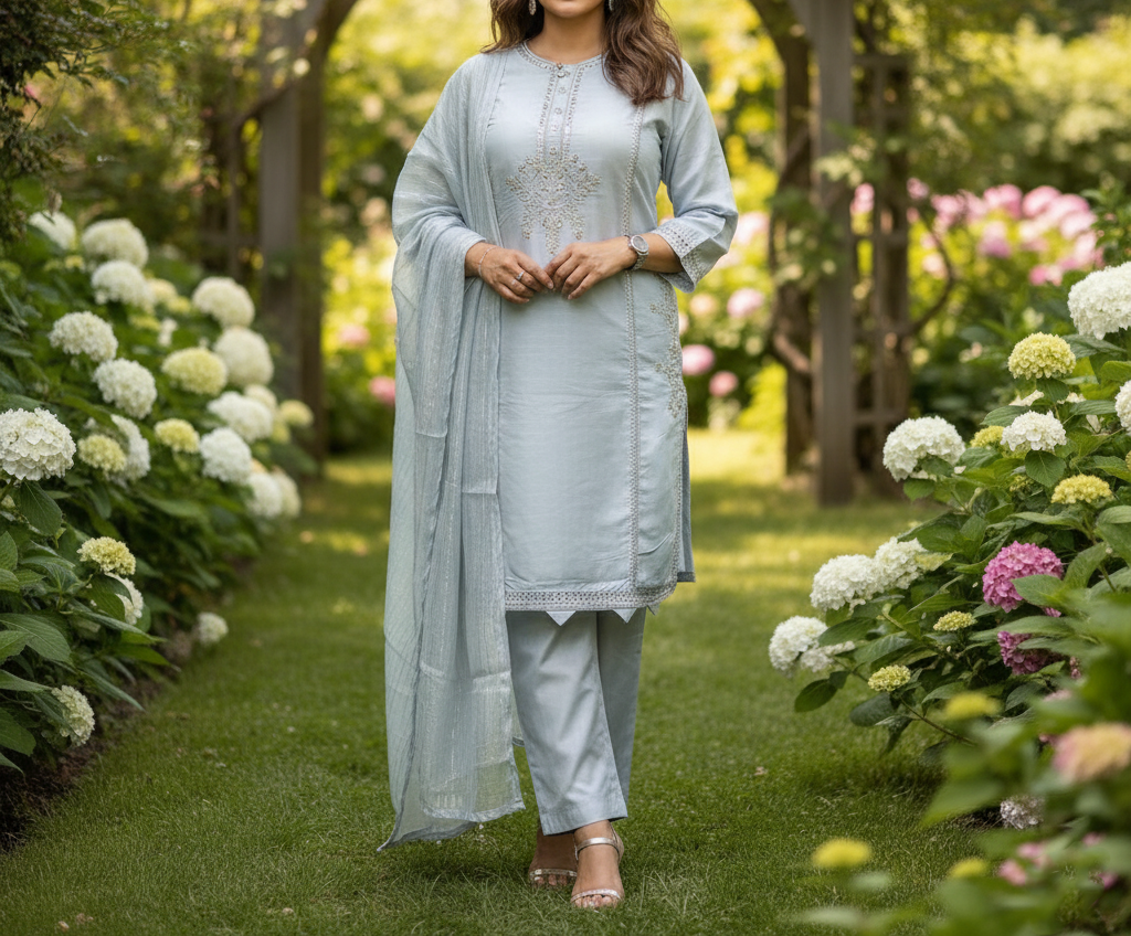 Pakistani Cotton 3 Piece Embroidered Suits