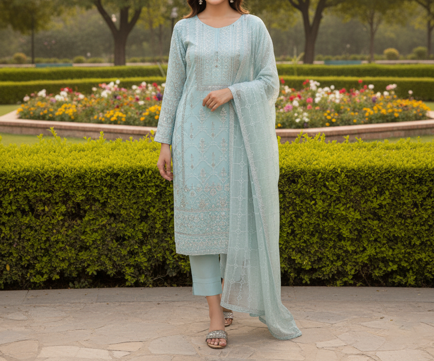 Pakistani Cotton 3 Piece Embroidered Suits 3 Pakistani Cotton 3 Piece Embroidered Suits - Image 3
