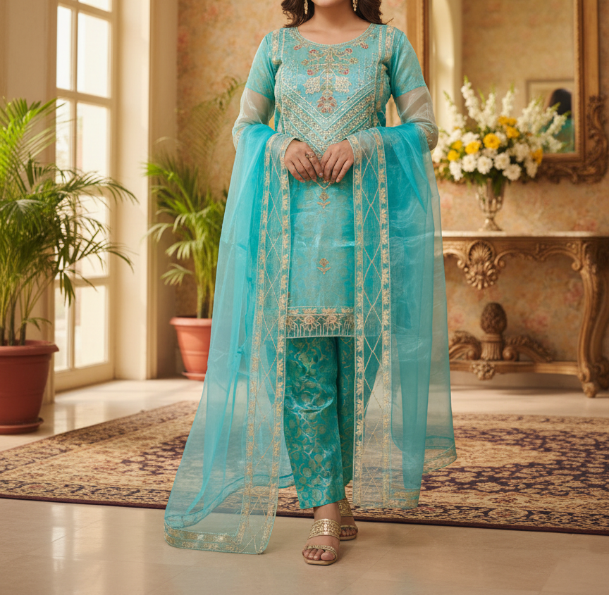 Pakistani Cotton 3 Piece Embroidered Suits