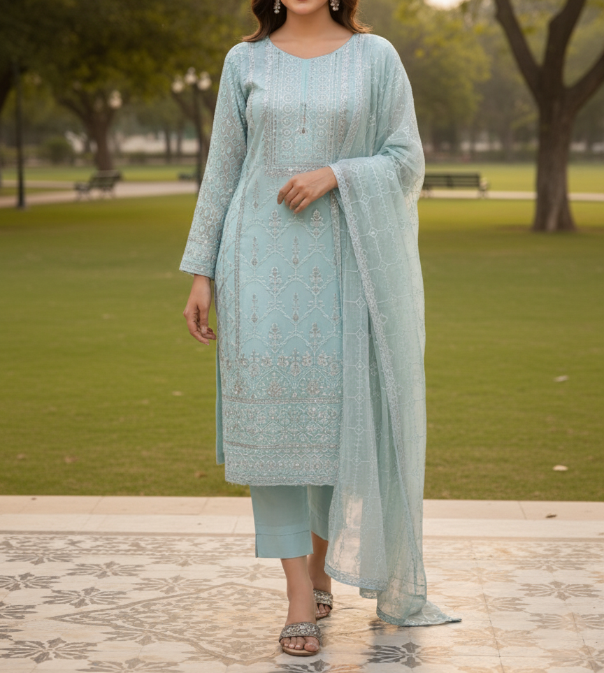 Pakistani Cotton 3 Piece Embroidered Suits 2 Pakistani Cotton 3 Piece Embroidered Suits - Image 2