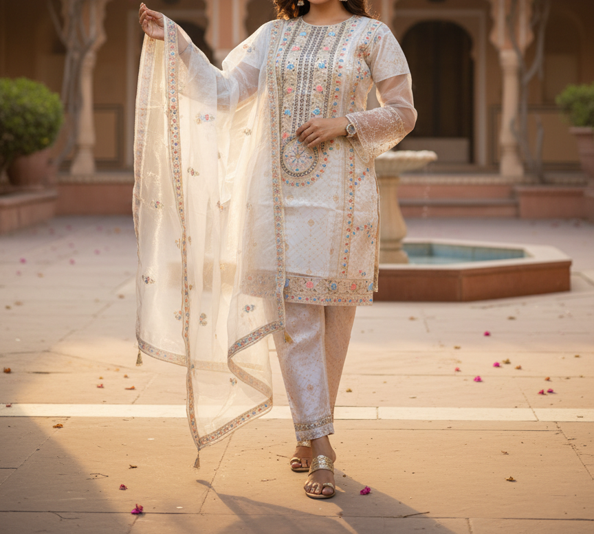 Pakistani Cotton 3 Piece Embroidered Suits