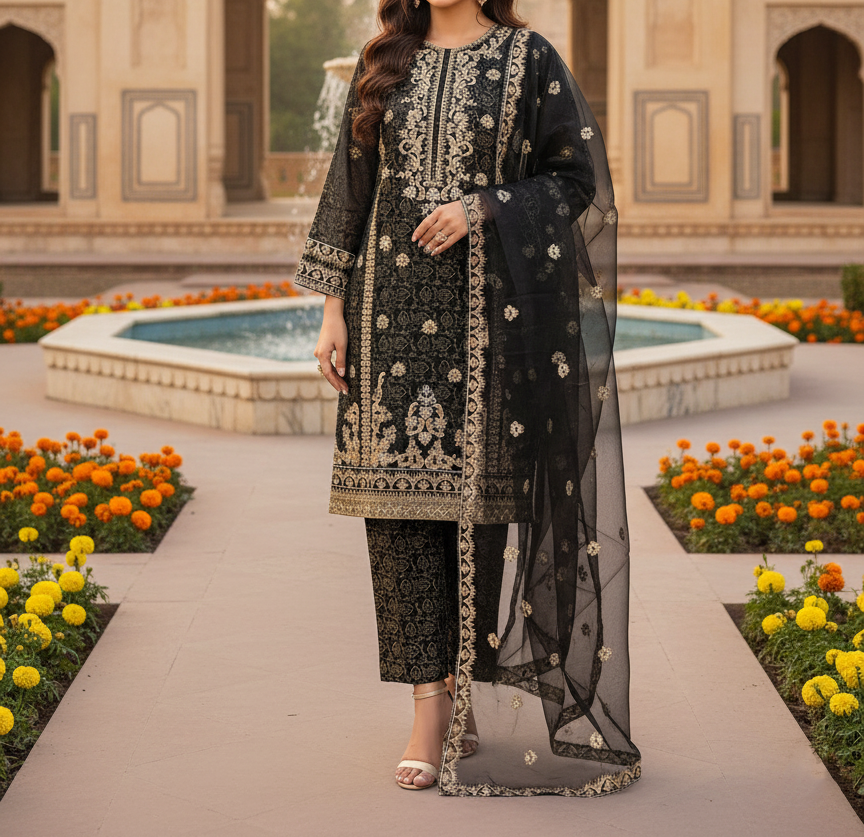 Pakistani Cotton 3 Piece Embroidered Suits | London UK