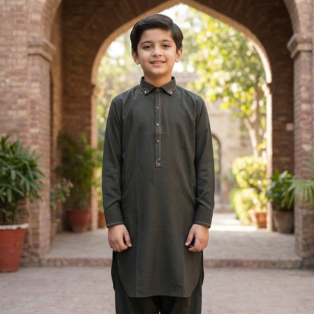 Pakistani Style Kids Shalwar Kameez - Eid Collection 2026 4 Pakistani style boy dress