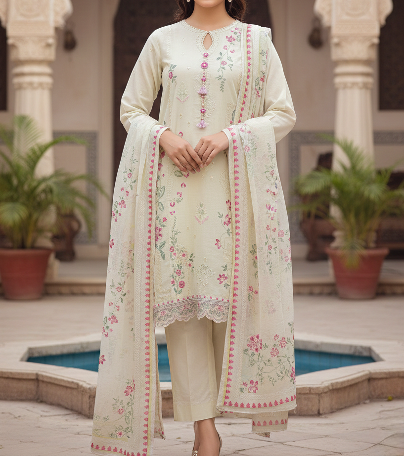 Pakistani 3 Piece Embroidered & Printed Suit - Women's Eid Collection 2026 2 Pakistani 3 Piece Embroidered & Printed Suit - Women's Eid Collection 2026 - Image 2