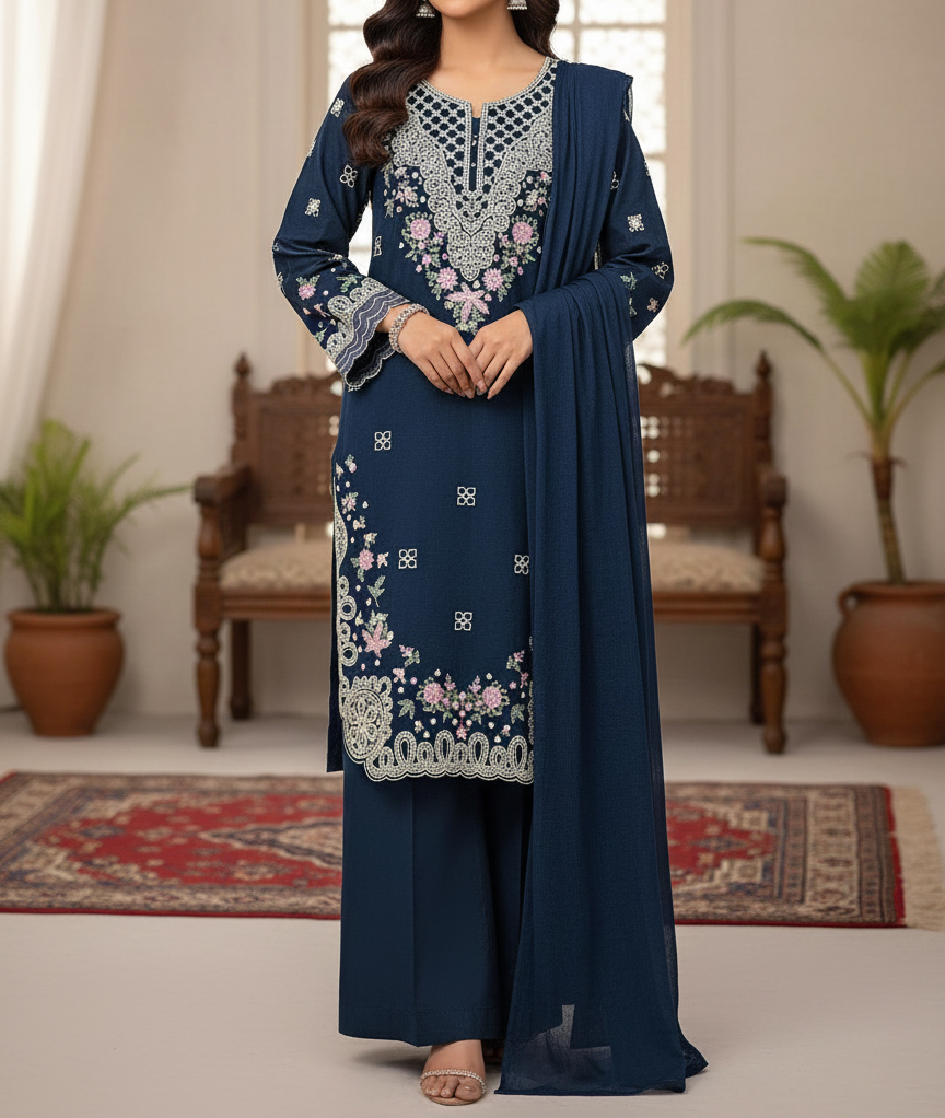 Pakistani 3 Piece Embroidered & Printed Suit – Women’s Eid Collection 2026