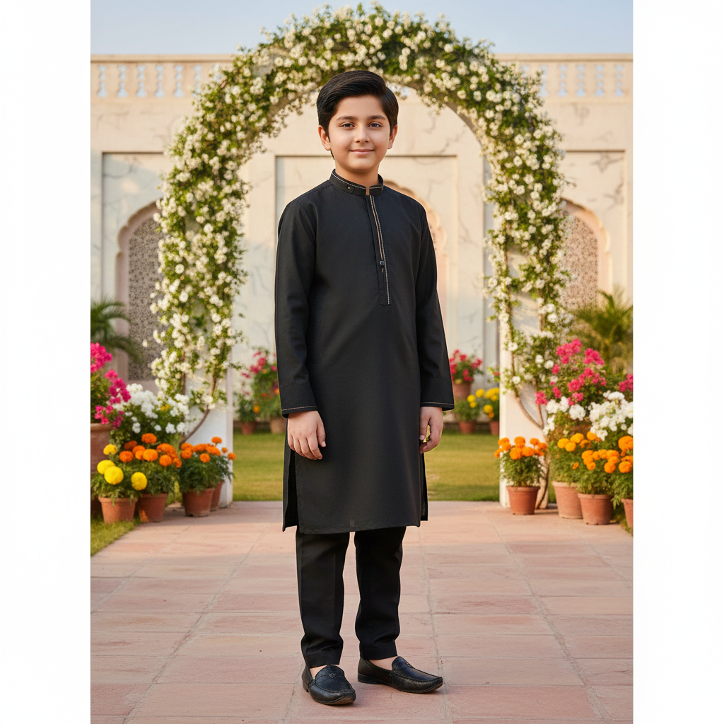 Pakistani Style Kids Shalwar Kameez - Eid Collection 2026 5 Pakistani style boy dress