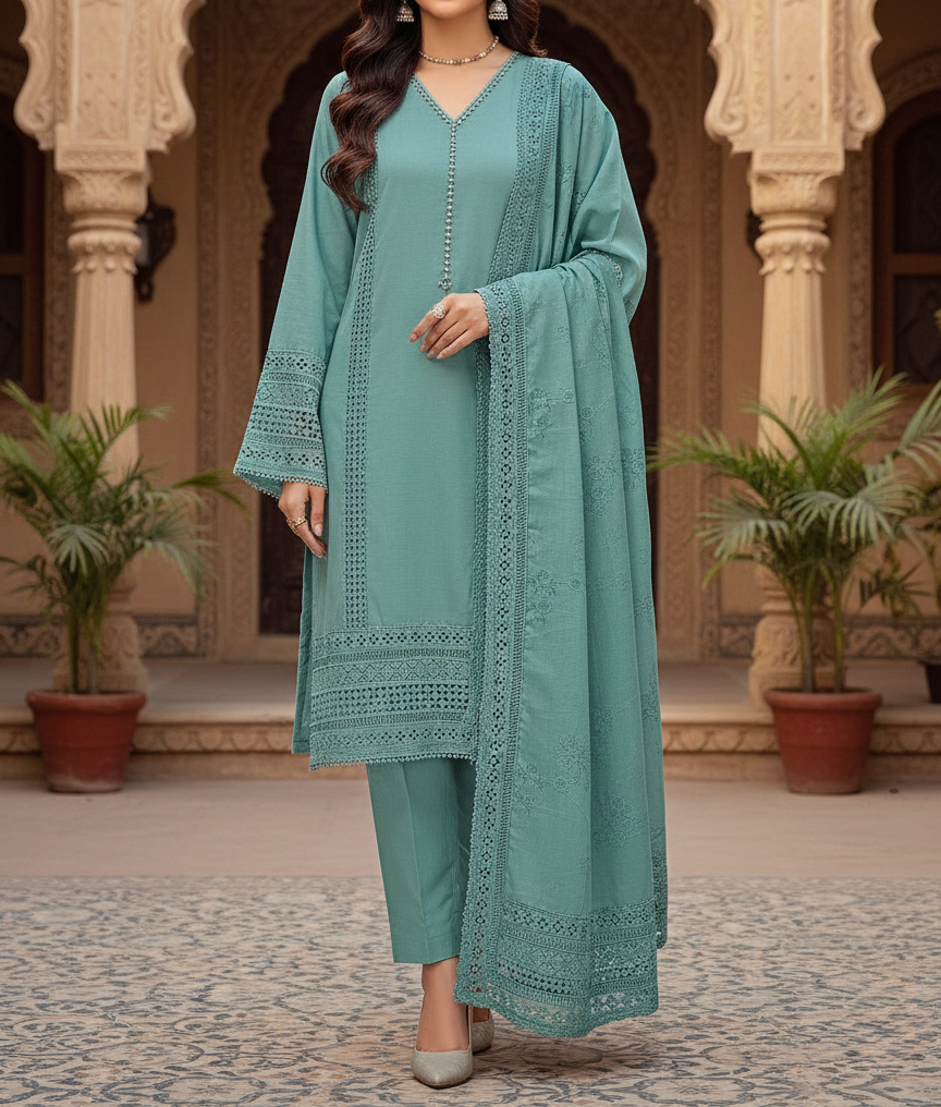 Pakistani 3 Piece Embroidered & Printed Suit – Women’s Eid Collection 2026