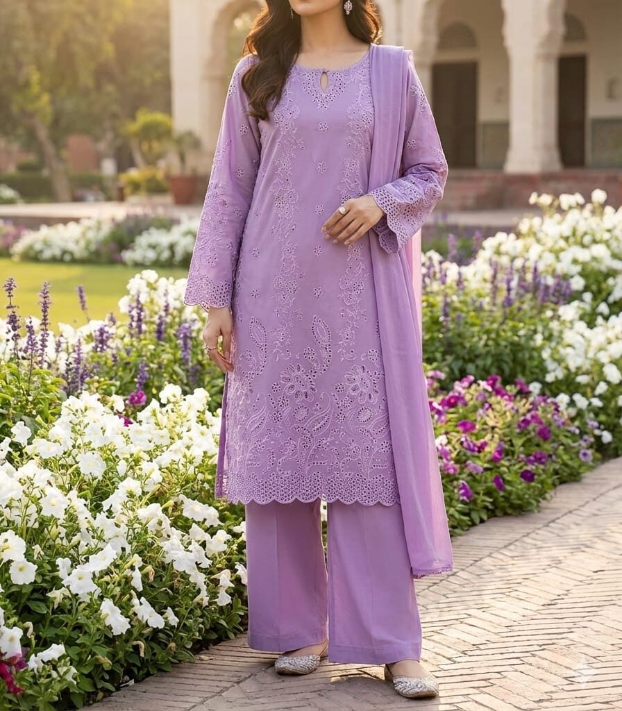 Pakistani 3 Piece Embroidered & Printed Suit – Women’s Eid Collection 2026