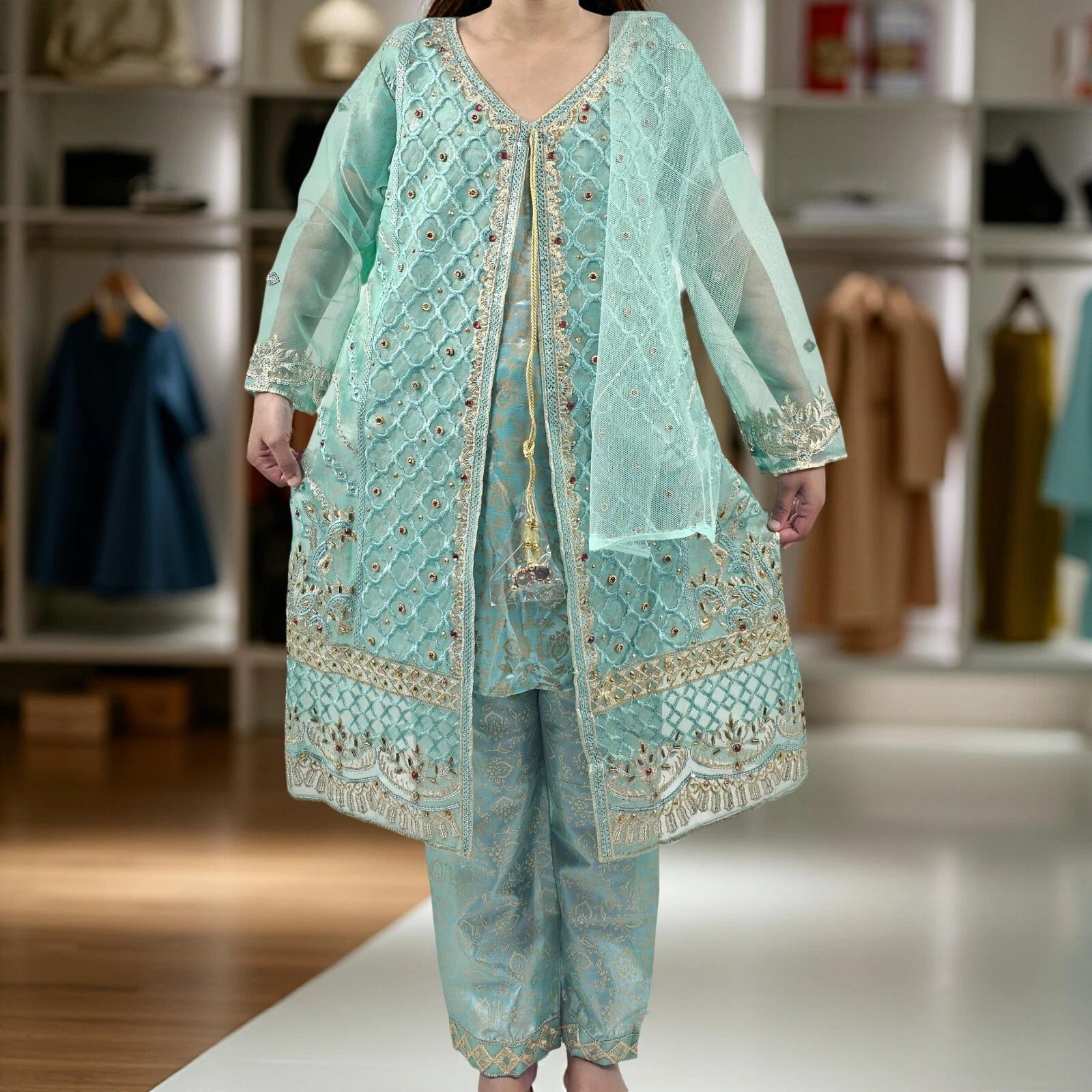 Organza Full Embroidery Angrakha Girl Suites For Eid Collection 2026 3 Organza Full Embroidery Angrakha Girl Suites For Eid Collection 2026 - Image 3