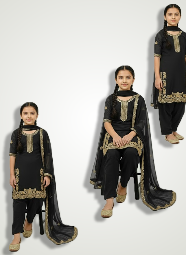 Asian Style 3-Piece Girls' Suit Set | Eid Collection 2026 | London, UK 2 Asian Style 3-Piece Girls' Suit Set | Eid Collection 2026 | London, UK - Image 2
