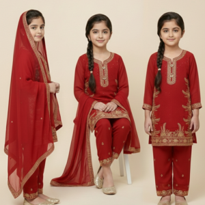 Asian Style 3-Piece Girls' Suit Set | Eid Collection 2026 | London, UK