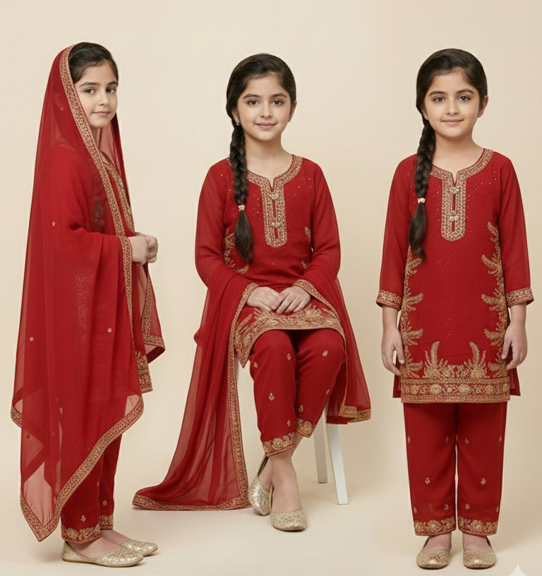 Asian Style 3-Piece Girls’ Suit Set | Eid Collection 2026 | London, UK