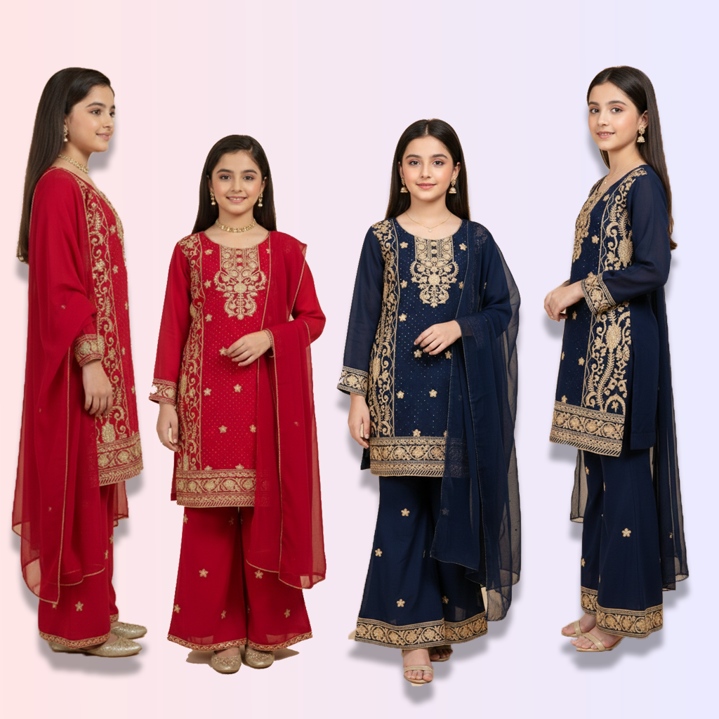 Asian Style 3-Piece Girls’ Suit Set | Eid Collection 2026 | London, UK