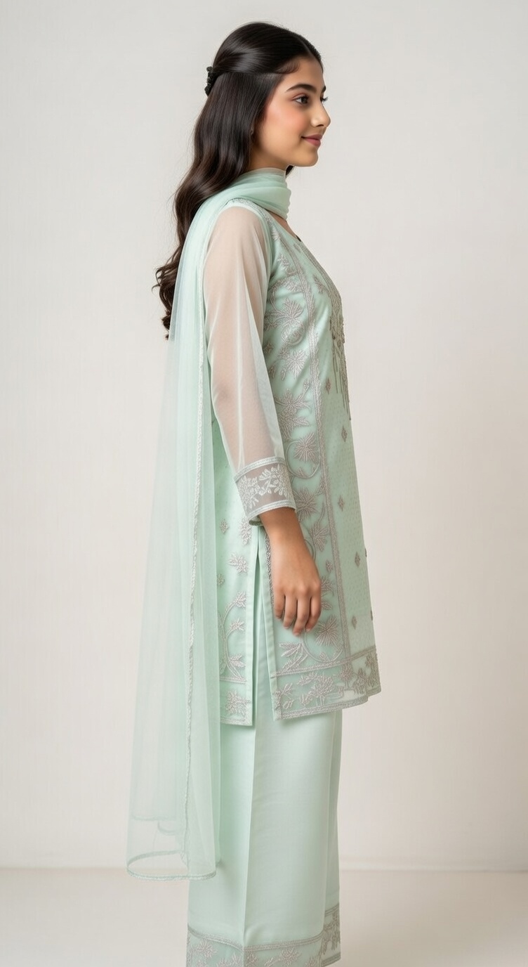 Asian Style 3-Piece Girls' Suit Set | Eid Collection 2026 | London, UK 5 Asian Style 3-Piece Girls' Suit Set | Eid Collection 2026 | London, UK - Image 5