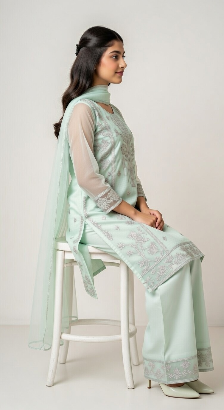 Asian Style 3-Piece Girls' Suit Set | Eid Collection 2026 | London, UK 4 Asian Style 3-Piece Girls' Suit Set | Eid Collection 2026 | London, UK - Image 4