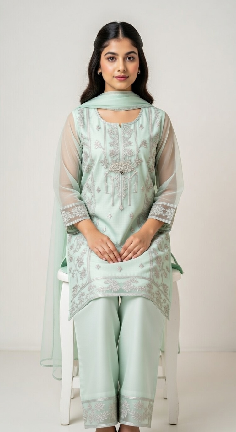 Asian Style 3-Piece Girls' Suit Set | Eid Collection 2026 | London, UK 3 Asian Style 3-Piece Girls' Suit Set | Eid Collection 2026 | London, UK - Image 3