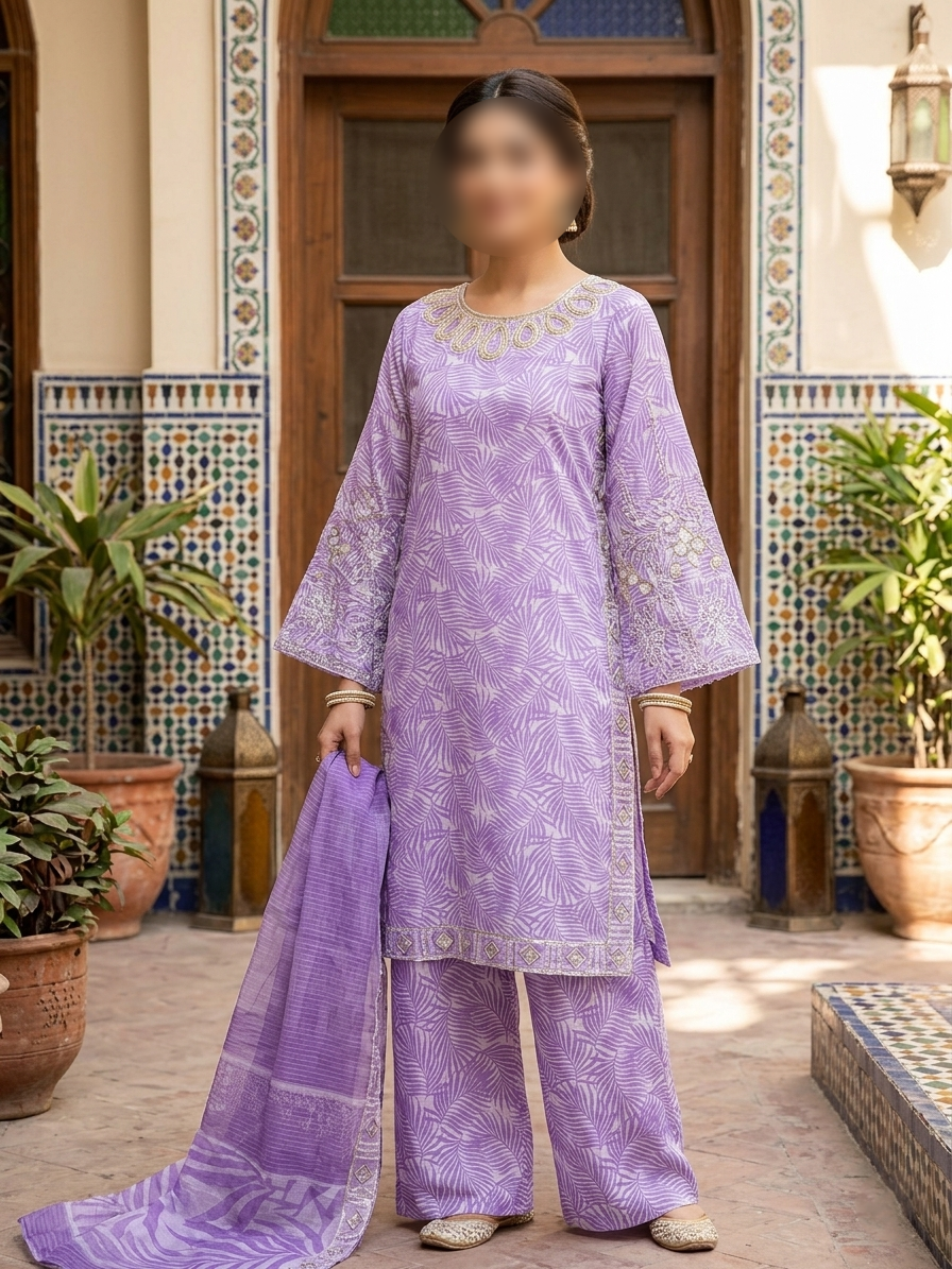 Asian Style Embroidery 3-Piece Women Suit Set | Eid Collection 2026 | London, UK