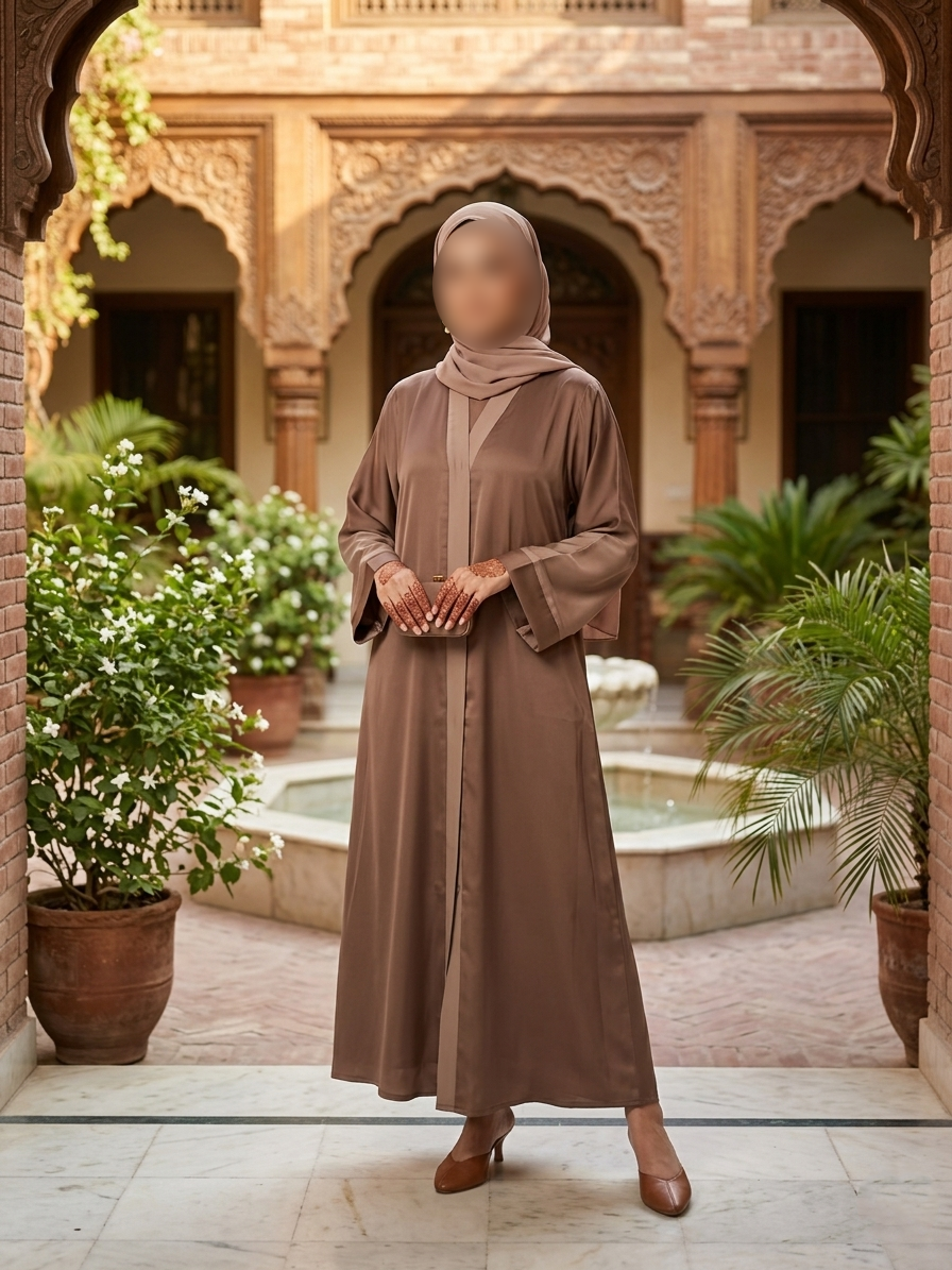 Traditional Pakistani Style Front-Open Abaya | Elegant Plain & Embroidered 1 Traditional Pakistani Style Front-Open Abaya | Elegant Plain & Embroidered