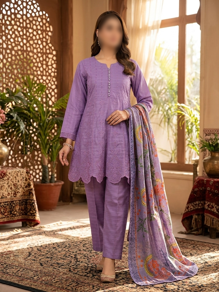 Asian Style Embroidery 3-Piece Women Suit Set | Eid Collection 2026 | London, UK 3 Asian Style Embroidery 3-Piece Women Suit Set | Eid Collection 2026 | London, UK - Image 3