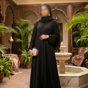 Traditional Pakistani Style Front-Open Abaya | Elegant Plain & Embroidered