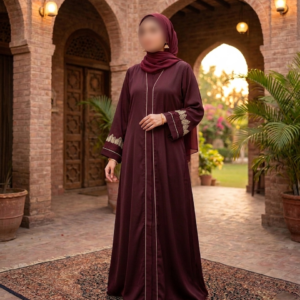 Traditional Pakistani Style Front-Open Abaya | Elegant Plain & Embroidered
