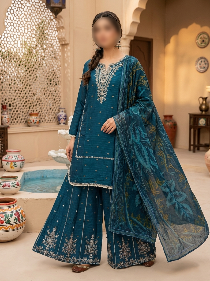 Asian Style Embroidery 3-Piece Women Suit Set | Eid Collection 2026 | London, UK