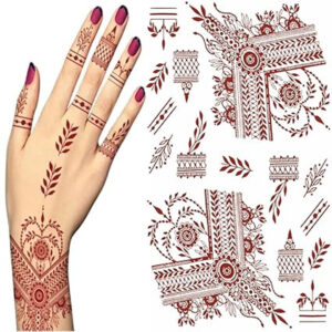 Mehndi Tattoo Stickers for Eid Holi Weddings Parties Festivals Traditional Design
