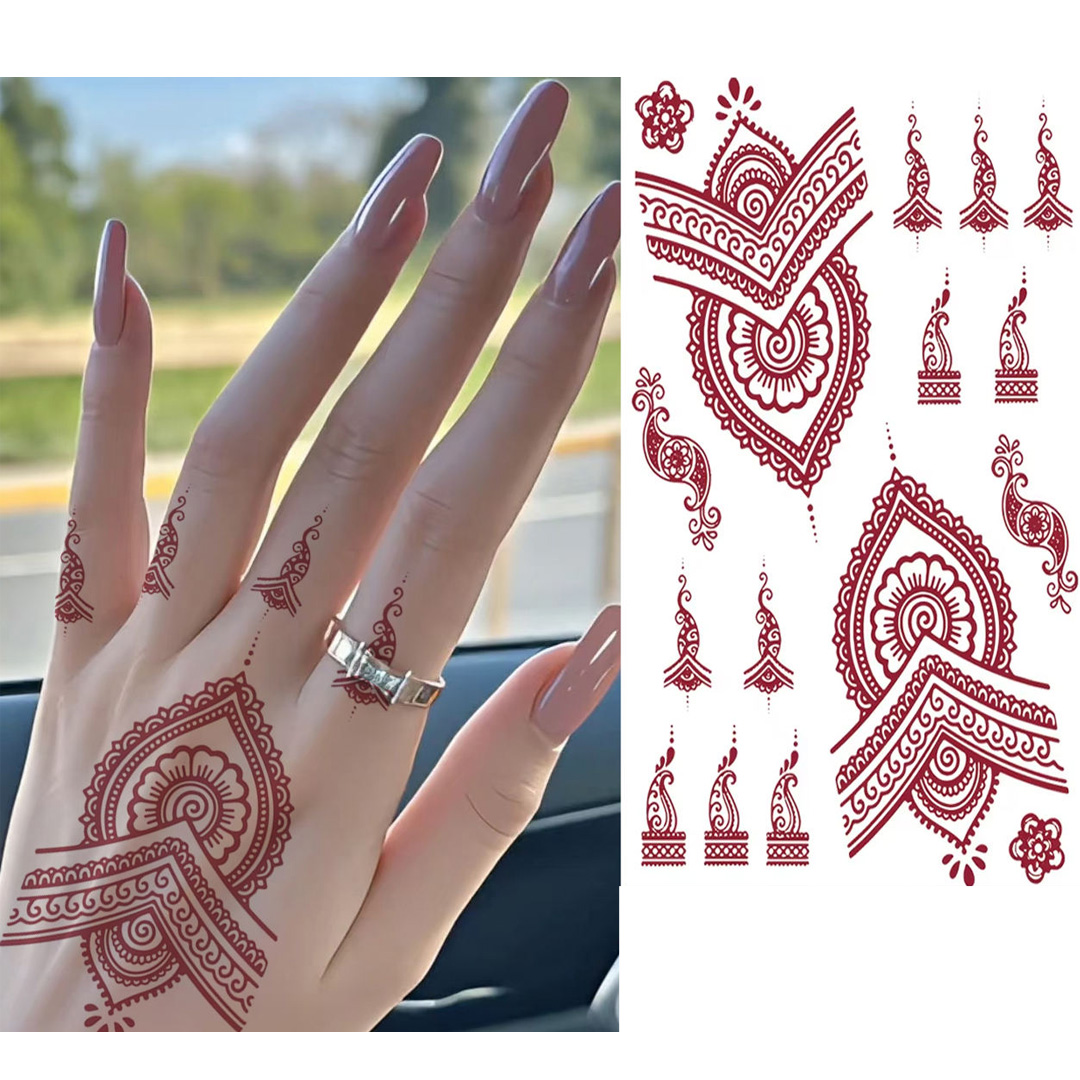 Mehndi Tattoo Stickers for Eid Holi Weddings Parties Festivals Traditional Design