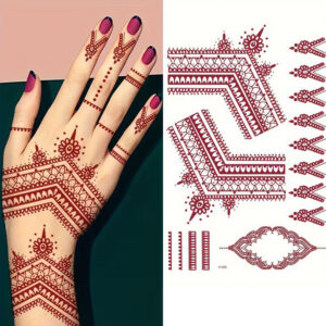 Mehndi Tattoo Stickers for Eid Holi Weddings Parties Festivals Traditional Design
