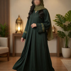 Traditional Pakistani Style Front-Open Abaya | Elegant Plain & Embroidered